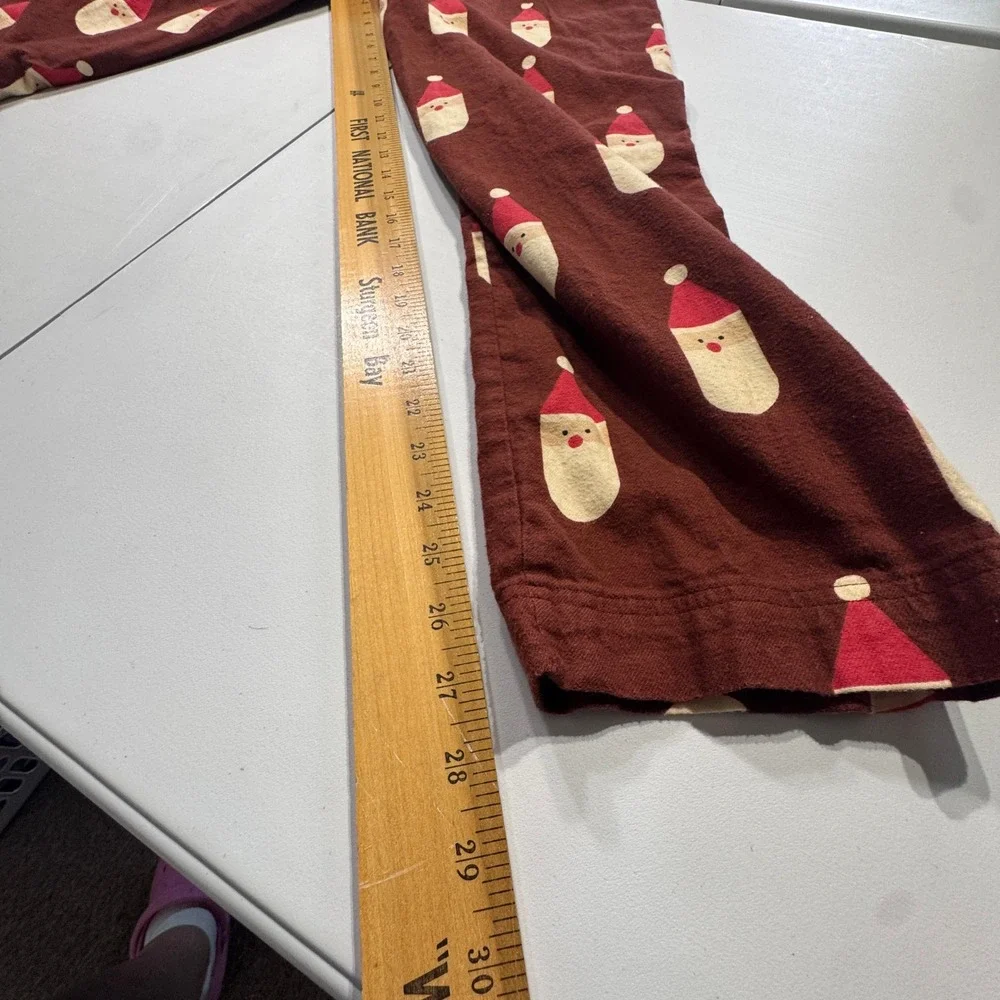 Hanna Andersson Family Match Pajama Pants Women XS Brown Santa Christmas Flannel